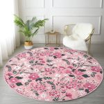- RealHomes Dijital Baskılı Kaymaz Tabanlı Comfort Yuvarlak Halı - Realhomes  Realhomes Çiçek Temalı Dijital Baskılı Pembe Yatak Odası Yıkanabilir Kaymaz Tabanlı Yuvarlak Kadife Halı Realhomes