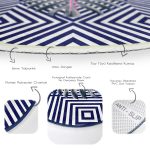 Lacivert Zeminli Flamingo Desenli Dijital Baskılı Balkon Yıkanabilir Kaymaz Tabanlı Yuvarlak Halı Realhomes