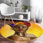 - RealHomes Dijital Baskılı Kaymaz Tabanlı Comfort Yuvarlak Halı - Realhomes  Realhomes Afrikalı Kadın Çizimi Dijital Baskılı Turuncu Outdoor Yıkanabilir Kaymaz Tabanlı Yuvarlak Halı Realhomes