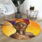 - RealHomes Dijital Baskılı Kaymaz Tabanlı Comfort Yuvarlak Halı - Realhomes  Realhomes Afrikalı Kadın Çizimi Dijital Baskılı Turuncu Outdoor Yıkanabilir Kaymaz Tabanlı Yuvarlak Halı Realhomes