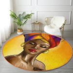 - RealHomes Dijital Baskılı Kaymaz Tabanlı Comfort Yuvarlak Halı - Realhomes  Realhomes Afrikalı Kadın Çizimi Dijital Baskılı Turuncu Outdoor Yıkanabilir Kaymaz Tabanlı Yuvarlak Halı Realhomes