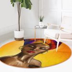 - RealHomes Dijital Baskılı Kaymaz Tabanlı Comfort Yuvarlak Halı - Realhomes  Realhomes Afrikalı Kadın Çizimi Dijital Baskılı Turuncu Outdoor Yıkanabilir Kaymaz Tabanlı Yuvarlak Halı Realhomes