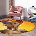 - RealHomes Dijital Baskılı Kaymaz Tabanlı Comfort Yuvarlak Halı - Realhomes  Realhomes Afrikalı Kadın Çizimi Dijital Baskılı Turuncu Outdoor Yıkanabilir Kaymaz Tabanlı Yuvarlak Halı Realhomes