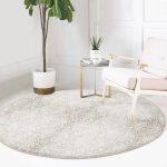 - RealHomes Dijital Baskılı Kaymaz Tabanlı Comfort Yuvarlak Halı - Realhomes  Krem Renkli Damask Motifleri Tasarımlı Salon ve Oturma Odası Yıkanabilir Kaymaz Tabanlı Yuvarlak Halı Realhomes