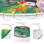 - RealHomes Dijital Baskılı Kaymaz Tabanlı Comfort Yuvarlak Halı - Realhomes Realhomes Tropik Yapraklar Papagan Tasarımlı Renkli Outdoor Yıkanabilir Kaymaz Tabanlı Yuvarlak Kadife Halı Realhomes