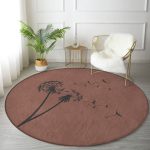 - RealHomes Dijital Baskılı Kaymaz Tabanlı Comfort Yuvarlak Halı - Realhomes  Kahve Zeminli Karahindiba Dijital Baskılı Modern Kahverengi Salon ve Oturma Odası Yıkanabilir Kaymaz Tabanlı Yuvarlak Halı Realhomes