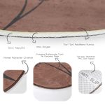 - RealHomes Dijital Baskılı Kaymaz Tabanlı Comfort Yuvarlak Halı - Realhomes  Kahve Zeminli Karahindiba Dijital Baskılı Modern Kahverengi Salon ve Oturma Odası Yıkanabilir Kaymaz Tabanlı Yuvarlak Halı Realhomes