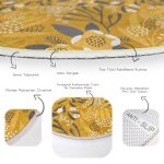 - RealHomes Dijital Baskılı Kaymaz Tabanlı Comfort Yuvarlak Halı - Realhomes  Sarı Zeminli Otantik Motifli Yaprak Gold Koridor ve Antre Yıkanabilir Kaymaz Tabanlı Yuvarlak Halı Realhomes