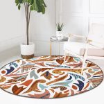 - RealHomes Dijital Baskılı Kaymaz Tabanlı Comfort Yuvarlak Halı - Realhomes  Renkli Geometrik Çizgili Dijital Baskılı Kahverengi Koridor ve Antre Yıkanabilir Kaymaz Tabanlı Yuvarlak Halı Realhomes