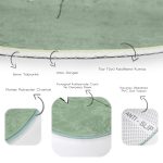 - RealHomes Dijital Baskılı Kaymaz Tabanlı Comfort Yuvarlak Halı - Realhomes  Realhomes Soyut Yeşil Zeminli Onedraw Yaprak Çizimli Mutfak Yıkanabilir Kaymaz Tabanlı Yuvarlak Halı Realhomes