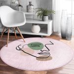 - RealHomes Dijital Baskılı Kaymaz Tabanlı Comfort Yuvarlak Halı - Realhomes  Realhomes Onedraw Kadın Sureti Çizimli Dijital Baskılı Pembe Mutfak Yıkanabilir Kaymaz Tabanlı Yuvarlak Halı Realhomes