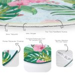 - RealHomes Dijital Baskılı Kaymaz Tabanlı Comfort Yuvarlak Halı - Realhomes  Realhomes Renkli Tropik Yaprak Flamingo Motifli Pembe Outdoor Yıkanabilir Kaymaz Tabanlı Yuvarlak Halı Realhomes