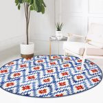 - RealHomes Dijital Baskılı Kaymaz Tabanlı Comfort Yuvarlak Halı - Realhomes Geometrik Mavi Çini Desenli Modern Lacivert Salon ve Oturma Odası Yıkanabilir Kaymaz Tabanlı Yuvarlak Halı Realhomes