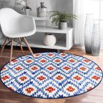 - RealHomes Dijital Baskılı Kaymaz Tabanlı Comfort Yuvarlak Halı - Realhomes Geometrik Mavi Çini Desenli Modern Lacivert Salon ve Oturma Odası Yıkanabilir Kaymaz Tabanlı Yuvarlak Halı Realhomes