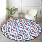 - RealHomes Dijital Baskılı Kaymaz Tabanlı Comfort Yuvarlak Halı - Realhomes Geometrik Mavi Çini Desenli Modern Lacivert Salon ve Oturma Odası Yıkanabilir Kaymaz Tabanlı Yuvarlak Halı Realhomes