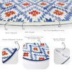 - RealHomes Dijital Baskılı Kaymaz Tabanlı Comfort Yuvarlak Halı - Realhomes Geometrik Mavi Çini Desenli Modern Lacivert Salon ve Oturma Odası Yıkanabilir Kaymaz Tabanlı Yuvarlak Halı Realhomes