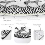 - RealHomes Dijital Baskılı Kaymaz Tabanlı Comfort Yuvarlak Halı - Realhomes Zebra Çerçeveli Desenli Dijital Baskılı Siyah Salon ve Oturma Odası Yıkanabilir Kaymaz Tabanlı Yuvarlak Halı Realhomes