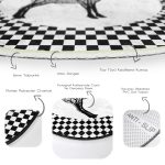 - RealHomes Dijital Baskılı Kaymaz Tabanlı Comfort Yuvarlak Halı - Realhomes Realhomes Dama Çerçeveli Ağaç Tasarımlı Geyik Çizimli Siyah Banyo Yıkanabilir Kaymaz Tabanlı Yuvarlak Halı Realhomes