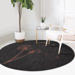 - RealHomes Dijital Baskılı Kaymaz Tabanlı Comfort Yuvarlak Halı - Realhomes  Koyu Zeminli Karahindiba Dijital Baskılı Gri Salon ve Oturma Odası Yıkanabilir Kaymaz Tabanlı Yuvarlak Halı Realhomes