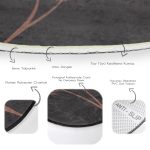 - RealHomes Dijital Baskılı Kaymaz Tabanlı Comfort Yuvarlak Halı - Realhomes  Koyu Zeminli Karahindiba Dijital Baskılı Gri Salon ve Oturma Odası Yıkanabilir Kaymaz Tabanlı Yuvarlak Halı Realhomes