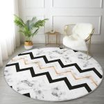- RealHomes Dijital Baskılı Kaymaz Tabanlı Comfort Yuvarlak Halı - Realhomes  Realhomes Mermer Zemin Geometrik Zigzag Tasarımlı Siyah Ofis Yıkanabilir Kaymaz Tabanlı Yuvarlak Halı Realhomes