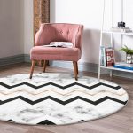 - RealHomes Dijital Baskılı Kaymaz Tabanlı Comfort Yuvarlak Halı - Realhomes  Realhomes Mermer Zemin Geometrik Zigzag Tasarımlı Siyah Ofis Yıkanabilir Kaymaz Tabanlı Yuvarlak Halı Realhomes