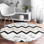 - RealHomes Dijital Baskılı Kaymaz Tabanlı Comfort Yuvarlak Halı - Realhomes  Realhomes Mermer Zemin Geometrik Zigzag Tasarımlı Siyah Ofis Yıkanabilir Kaymaz Tabanlı Yuvarlak Halı Realhomes