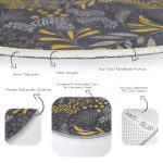 - RealHomes Dijital Baskılı Kaymaz Tabanlı Comfort Yuvarlak Halı - Realhomes Koyu Zeminli Tropik Yaprak Motifli Gold Salon ve Oturma Odası Yıkanabilir Kaymaz Tabanlı Yuvarlak Halı Realhomes