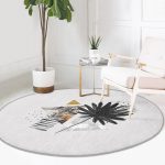 - RealHomes Dijital Baskılı Kaymaz Tabanlı Comfort Yuvarlak Halı - Realhomes  Realhomes Siyah Çiçek Üçgen Tasarımlı Dijital Baskılı Gri Banyo Yıkanabilir Kaymaz Tabanlı Yuvarlak Halı Realhomes