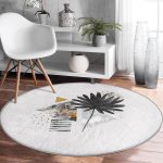 - RealHomes Dijital Baskılı Kaymaz Tabanlı Comfort Yuvarlak Halı - Realhomes  Realhomes Siyah Çiçek Üçgen Tasarımlı Dijital Baskılı Gri Banyo Yıkanabilir Kaymaz Tabanlı Yuvarlak Halı Realhomes