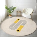 - RealHomes Dijital Baskılı Kaymaz Tabanlı Comfort Yuvarlak Halı - Realhomes İskandinav Temalı Çizgili Tasarımlı Krem Salon ve Oturma Odası Yıkanabilir Kaymaz Tabanlı Yuvarlak Halı Realhomes