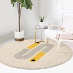 - RealHomes Dijital Baskılı Kaymaz Tabanlı Comfort Yuvarlak Halı - Realhomes İskandinav Temalı Çizgili Tasarımlı Krem Salon ve Oturma Odası Yıkanabilir Kaymaz Tabanlı Yuvarlak Halı Realhomes
