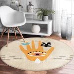 - RealHomes Dijital Baskılı Kaymaz Tabanlı Comfort Yuvarlak Halı - Realhomes  Soyut Tasarımlı Dijital Baskılı Turuncu Salon ve Oturma Odası Yıkanabilir Kaymaz Tabanlı Yuvarlak Halı Realhomes