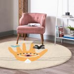 - RealHomes Dijital Baskılı Kaymaz Tabanlı Comfort Yuvarlak Halı - Realhomes  Soyut Tasarımlı Dijital Baskılı Turuncu Salon ve Oturma Odası Yıkanabilir Kaymaz Tabanlı Yuvarlak Halı Realhomes