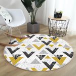 - RealHomes Dijital Baskılı Kaymaz Tabanlı Comfort Yuvarlak Halı - Realhomes  Mermer Detaylı Siyah Beyaz Geometrik Motifli Modern Gold Koridor ve Antre Yıkanabilir Kaymaz Tabanlı Yuvarlak Halı Realhomes