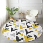 - RealHomes Dijital Baskılı Kaymaz Tabanlı Comfort Yuvarlak Halı - Realhomes  Mermer Detaylı Siyah Beyaz Geometrik Motifli Modern Gold Koridor ve Antre Yıkanabilir Kaymaz Tabanlı Yuvarlak Halı Realhomes