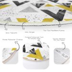 - RealHomes Dijital Baskılı Kaymaz Tabanlı Comfort Yuvarlak Halı - Realhomes  Mermer Detaylı Siyah Beyaz Geometrik Motifli Modern Gold Koridor ve Antre Yıkanabilir Kaymaz Tabanlı Yuvarlak Halı Realhomes