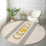 - RealHomes Dijital Baskılı Kaymaz Tabanlı Comfort Yuvarlak Halı - Realhomes  Krem Zeminli İskandinav Motifli Çizim Salon ve Oturma Odası Yıkanabilir Kaymaz Tabanlı Yuvarlak Halı Realhomes