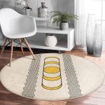 - RealHomes Dijital Baskılı Kaymaz Tabanlı Comfort Yuvarlak Halı - Realhomes  Krem Zeminli İskandinav Motifli Çizim Salon ve Oturma Odası Yıkanabilir Kaymaz Tabanlı Yuvarlak Halı Realhomes