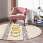 - RealHomes Dijital Baskılı Kaymaz Tabanlı Comfort Yuvarlak Halı - Realhomes  Krem Zeminli İskandinav Motifli Çizim Salon ve Oturma Odası Yıkanabilir Kaymaz Tabanlı Yuvarlak Halı Realhomes