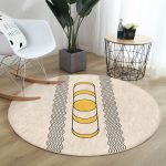 - RealHomes Dijital Baskılı Kaymaz Tabanlı Comfort Yuvarlak Halı - Realhomes  Krem Zeminli İskandinav Motifli Çizim Salon ve Oturma Odası Yıkanabilir Kaymaz Tabanlı Yuvarlak Halı Realhomes