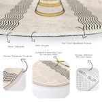 - RealHomes Dijital Baskılı Kaymaz Tabanlı Comfort Yuvarlak Halı - Realhomes  Krem Zeminli İskandinav Motifli Çizim Salon ve Oturma Odası Yıkanabilir Kaymaz Tabanlı Yuvarlak Halı Realhomes