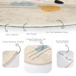 Soyut Tasarımlı Dijital Baskılı Renkli Salon ve Oturma Odası Yıkanabilir Kaymaz Tabanlı Yuvarlak Halı Realhomes