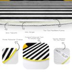 - RealHomes Dijital Baskılı Kaymaz Tabanlı Comfort Yuvarlak Halı - Realhomes  Sarı Zemin Çizgili Motif Kara Kedi Tasarımlı Modern Gold Mutfak Yıkanabilir Kaymaz Tabanlı Yuvarlak Halı Realhomes