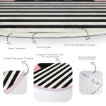 - RealHomes Dijital Baskılı Kaymaz Tabanlı Comfort Yuvarlak Halı - Realhomes  Pembe Zemin Çizgili Motif Kara Kedi Tasarımlı Modern Mutfak Yıkanabilir Kaymaz Tabanlı Yuvarlak Halı Realhomes