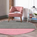 - RealHomes Dijital Baskılı Kaymaz Tabanlı Comfort Yuvarlak Halı - Realhomes  Pembe Zemin Siyah Çizgili Dijital Baskılı Modern Mutfak Yıkanabilir Kaymaz Tabanlı Yuvarlak Halı Realhomes