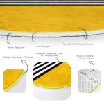 - RealHomes Dijital Baskılı Kaymaz Tabanlı Comfort Yuvarlak Halı - Realhomes  Sarı Zemin Siyah Çizgili Dijital Baskılı Modern Pembe Mutfak Yıkanabilir Kaymaz Tabanlı Yuvarlak Halı Realhomes