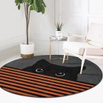 - RealHomes Dijital Baskılı Kaymaz Tabanlı Comfort Yuvarlak Halı - Realhomes Realhomes Turuncu Çizgili Karakedi Tasarımlı Mutfak Yıkanabilir Kaymaz Tabanlı Yuvarlak Halı Realhomes