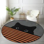 - RealHomes Dijital Baskılı Kaymaz Tabanlı Comfort Yuvarlak Halı - Realhomes Realhomes Turuncu Çizgili Karakedi Tasarımlı Mutfak Yıkanabilir Kaymaz Tabanlı Yuvarlak Halı Realhomes