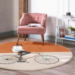 - RealHomes Dijital Baskılı Kaymaz Tabanlı Comfort Yuvarlak Halı - Realhomes  Koyu Turuncu Krem Zemin Bisikletli Adam Motifli Banyo Yıkanabilir Kaymaz Tabanlı Yuvarlak Halı Realhomes